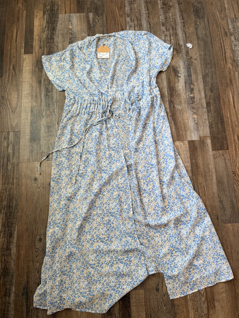 Floral Maxi Shaul/Kimono in Light Blue and Cream